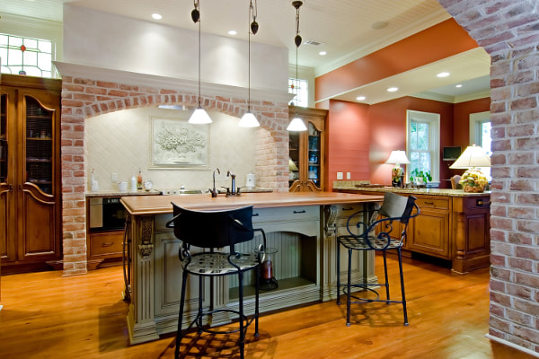 Kitchen interior with brick arch work