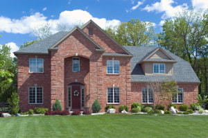 New home with salmon color brick exterior
