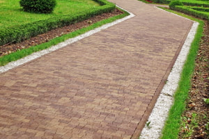 Walkway built with stone pavers
